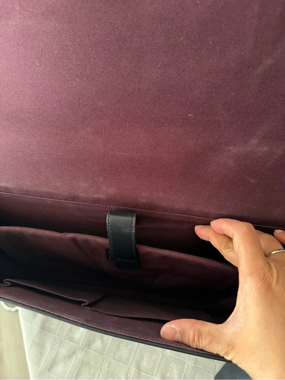 Ted Baker Navy Textured Leather Briefcase with Buckle Straps